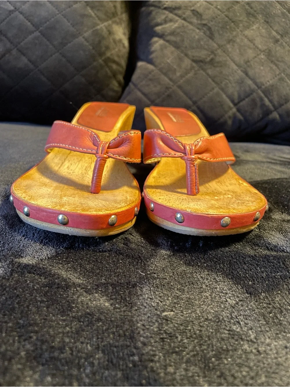 CRB Canyon River Blues-Made in Brazil 🇧🇷 Women Pink Leather Studded Wood Sandals